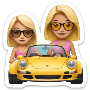 Yellow Porsche 911 992 with girls sticker