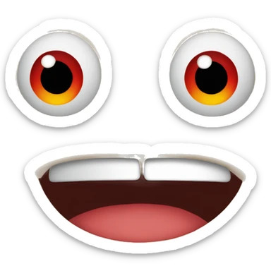 Picture a simple emoji-style face, where the eyes are bloodshot red with a tired or dazed expression. The eyebrows are slightly raised, and the mouth is either in a lazy smile or slightly open in a neutral way. sticker