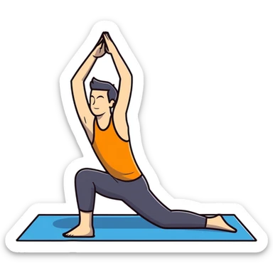A man doing rehabilitation exercises on a yoga mat sticker