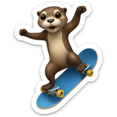Otter skateboarding  sticker