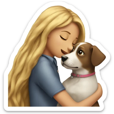 girl kissing dog sticker