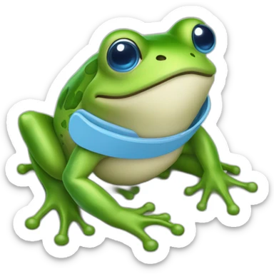 Grenouille avec des médicaments bleu sticker
