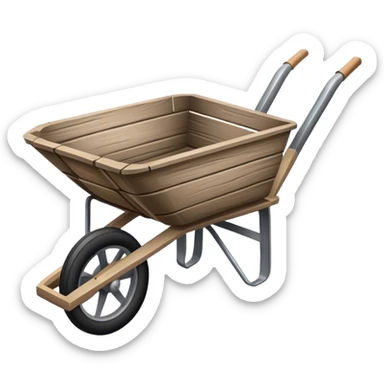A wheebarrow with  sticker