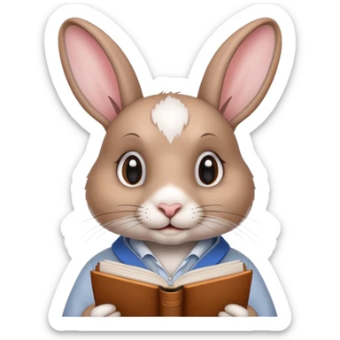 rabbit studying langage sticker