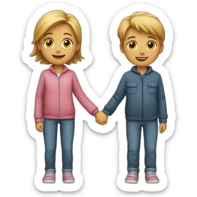 two kids holding thier hands sticker