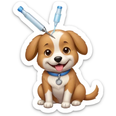 Dog getting a shot sticker