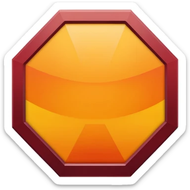 A sharp-edged hexagon with a thick yellow border that shifts slightly toward orange. The inside is a smooth dark-red to maroon gradient. In the center, add a large bold capital V colored with a yellow-orange gradient similar to the border. Keep everything clean, centered, and with no background. sticker