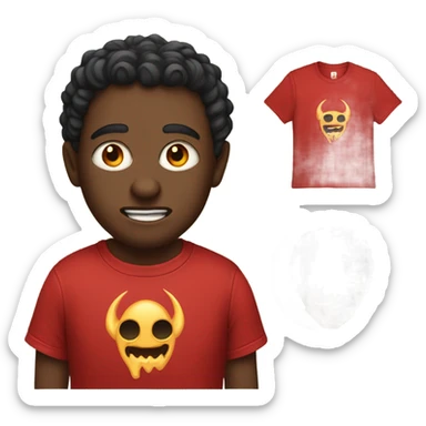Red T shirt with a Picture of satan on it sticker