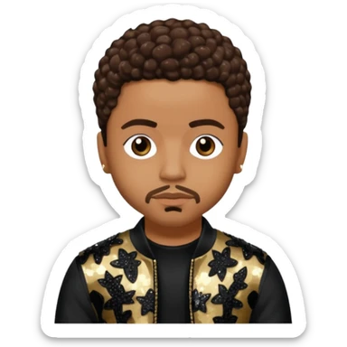 Raz-B from B2K with dark brown hair, black sequin outfit sticker