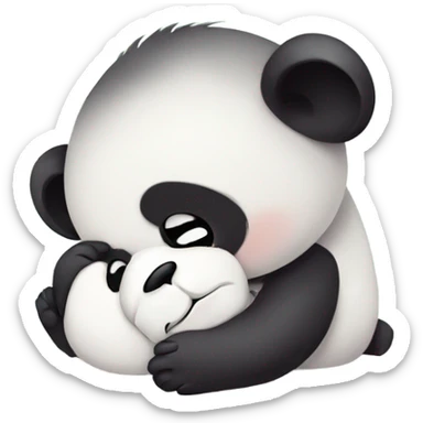 Sad baby panda dreaming about big panda sticker