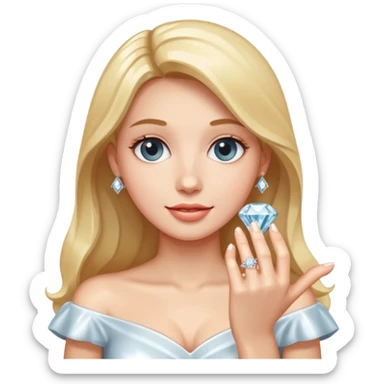 fingers holding a diamond engagement ring  sticker