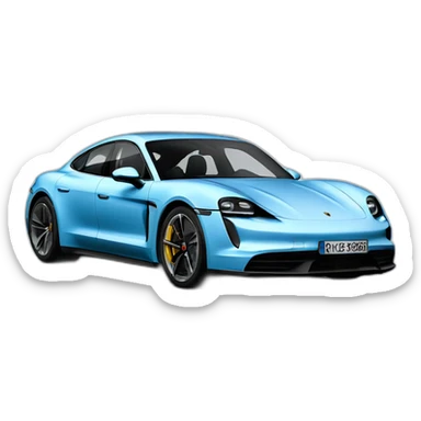 one porsche taycan light blue sideways sticker