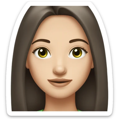 25 year old girl with fair skin, green eyes, and straight medium length dark brown hair sticker
