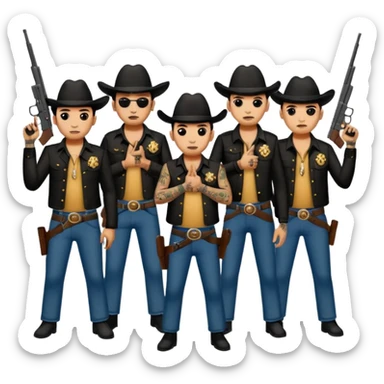 Norteño gang with numbers 14, hand gang signs and guns sticker