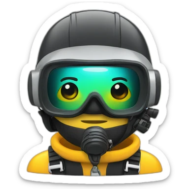 Scuba diver in a construction helmet sticker