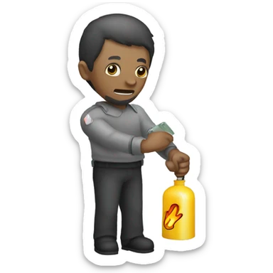 Mano usando un extintor sticker