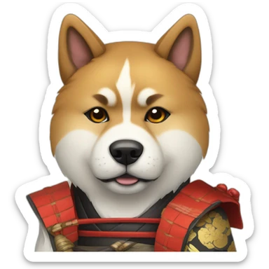 Akita inu dressed as a samurai sticker