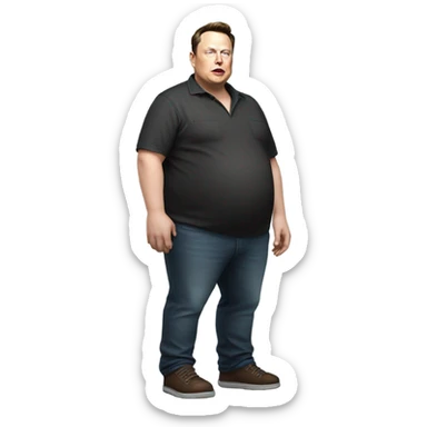 Elon musk fat gamer  full body extremely photorealistic, very well made sticker