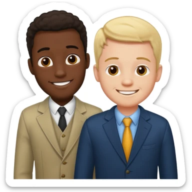 Tall white guy with midget black guy sticker