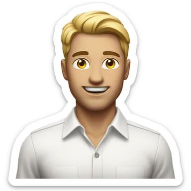 confident man in white shirt, White skin, running  sticker