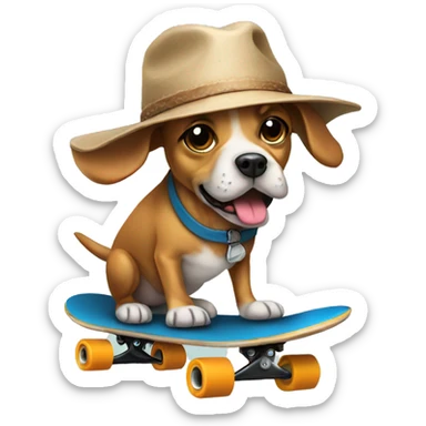 Dog wearing a hat and on a skateboard  sticker