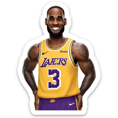Lebron James in a laker jersey sticker