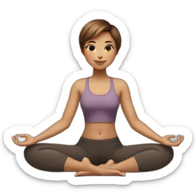 yoga girl, lotus position, ligth brown skin, short and brown haircut sticker