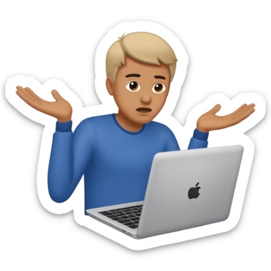 frustrated man tossing a laptop sticker