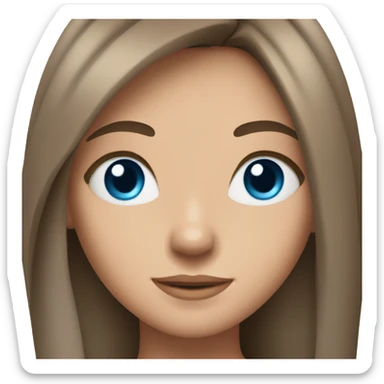 Teen girl blue eyes straight brown hair sticker