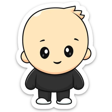 Gothic style character with black clothing and pale face sticker