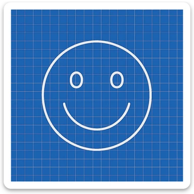 frame 10 with fully blue blueprint background with all grid lines drawn, smiley face unchanged sticker