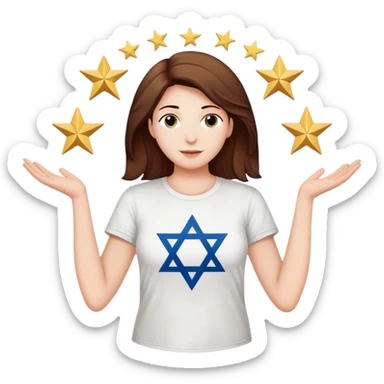 Susan wearing a tee shirt thats says “FAFO” surrounded by jewish stars and the hand of god sticker