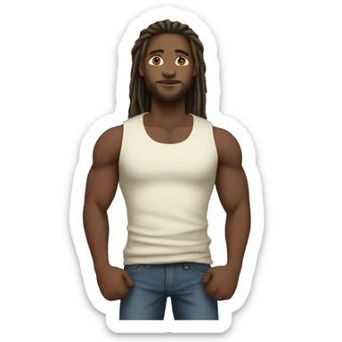 fair skinned black man with long dreads and tank top standing sticker