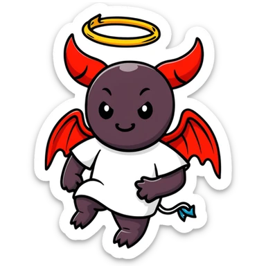 devil with angel halo sticker