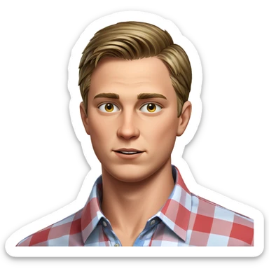 young man in plaid shirt sticker