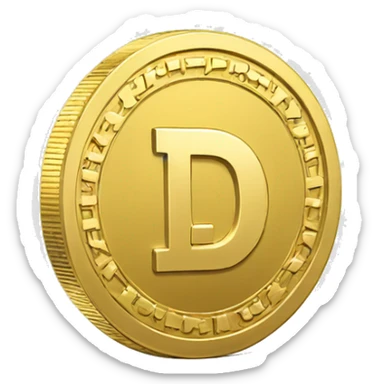 A gold 3D Coin with D written in it sticker