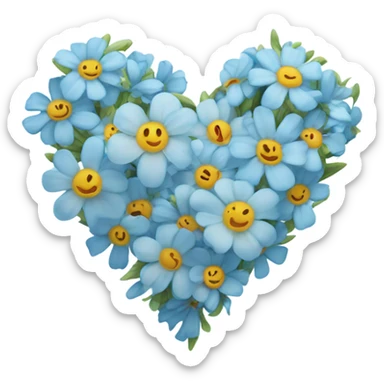 light blue flower heart sticker