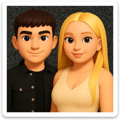 Slightly increase the volume of the upper body of the girl, slightly turn her to face forward, and make the skin color uniform. Maintain the cartoonish 3D style in the image. sticker