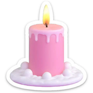 Light pink candle with snow sticker