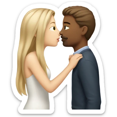 brown hair girl kissing blonde hair man sticker