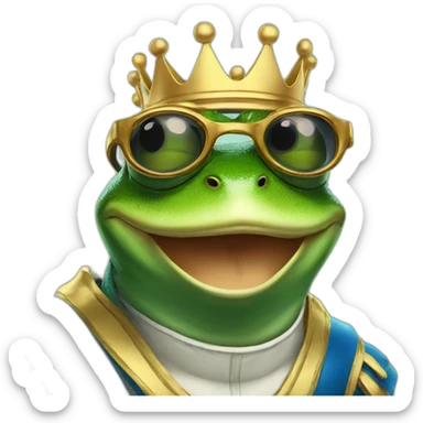 king frog wearing racing glasses sticker