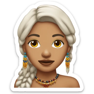 Indigenous women wearing beaded earrings  sticker