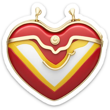  beautiful and delicate heart shaped purse with a Summer Core, in white, bright crimson red and yellow gold colors sticker