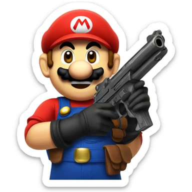 mario with gun emoji sticker