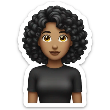 girl with curly black shor hair sticker