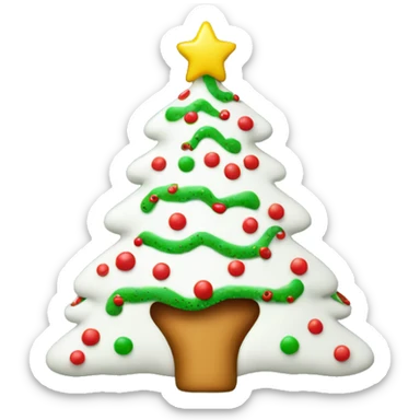 White Christmas tree with red icing drizzled with green sprinkles  sticker