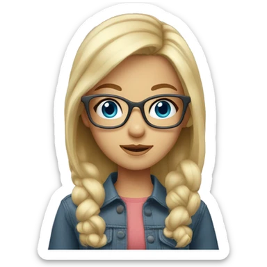 blond girl with grey-blue eyes and cute glasses  sticker