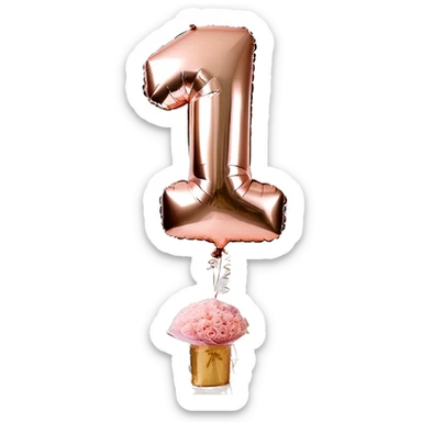first birthday rose gold number ONE foil balloon  sticker