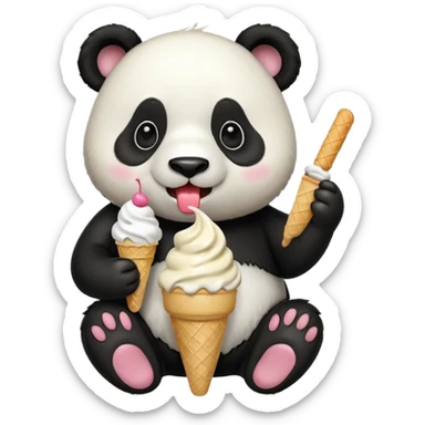 Panda eating ice cream sticker