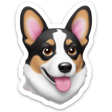Black and white corgi with pink collar sticker